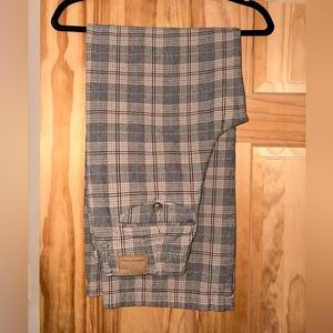 American Eagle Outfitters Tan and Blue Plaid Pants